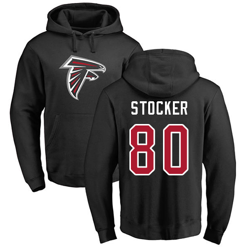 Atlanta Falcons Men Black Luke Stocker Name And Number Logo NFL Football #80 Pullover Hoodie Sweatshirts->nfl t-shirts->Sports Accessory